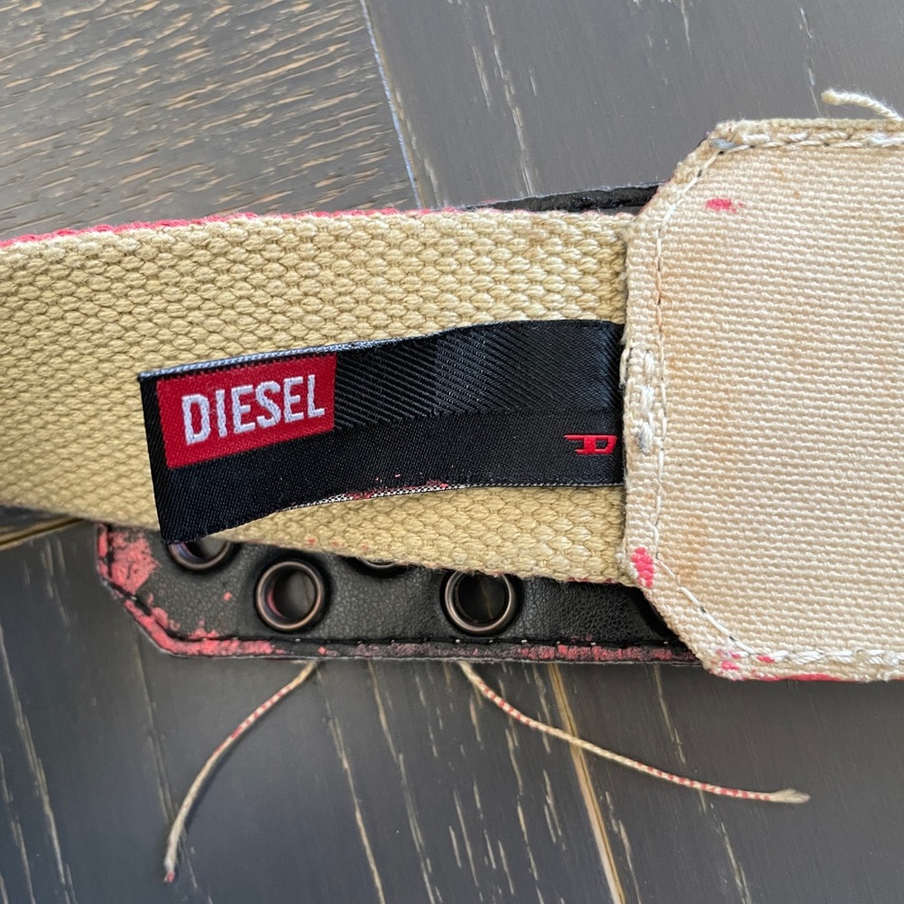 Diesel Salmon Pink Canvas Belt